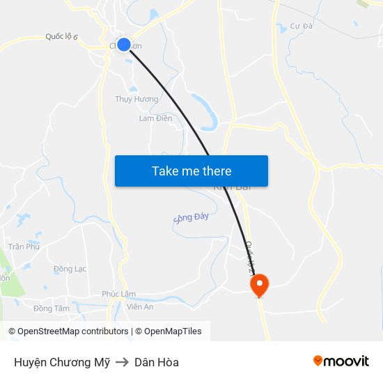 Huyện Chương Mỹ to Dân Hòa map