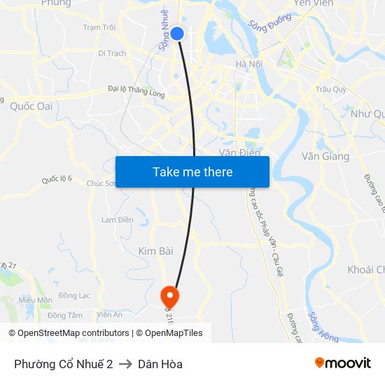 Phường Cổ Nhuế 2 to Dân Hòa map