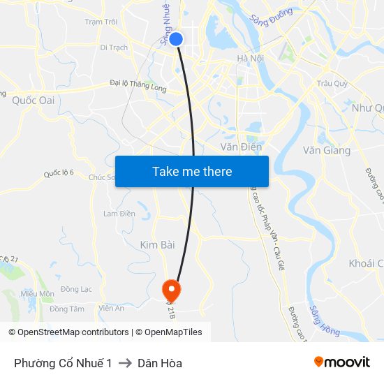 Phường Cổ Nhuế 1 to Dân Hòa map