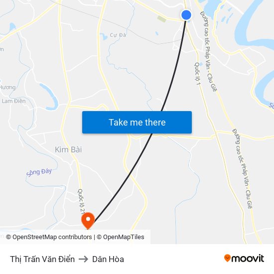 Thị Trấn Văn Điển to Dân Hòa map