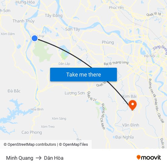 Minh Quang to Dân Hòa map