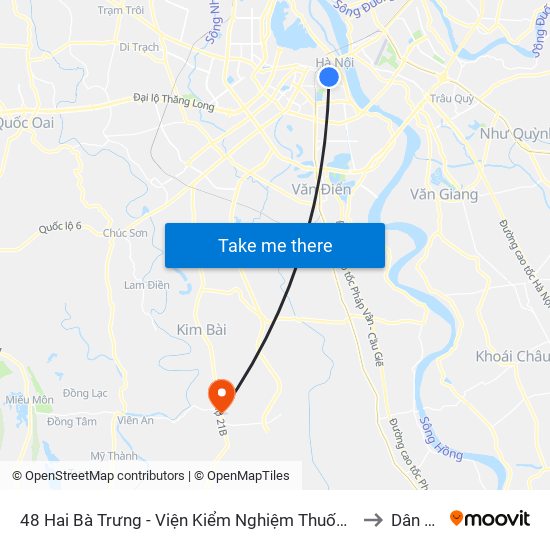 48 Hai Bà Trưng - Viện Kiểm Nghiệm Thuốc Trung Ương to Dân Hòa map