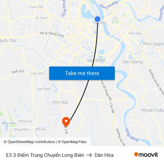 E3.3 Điểm Trung Chuyển Long Biên to Dân Hòa map
