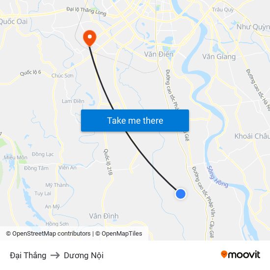 Đại Thắng to Dương Nội map