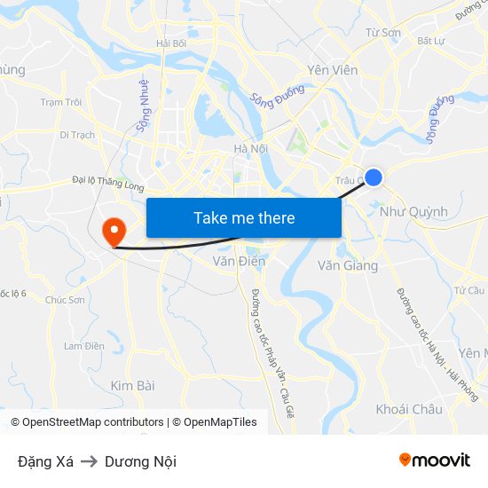 Đặng Xá to Dương Nội map