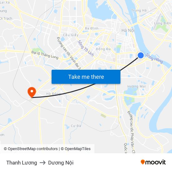 Thanh Lương to Dương Nội map