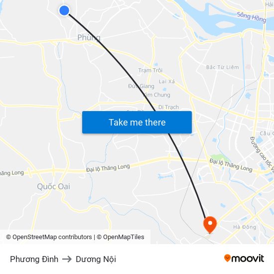 Phương Đình to Dương Nội map