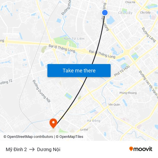 Mỹ Đình 2 to Dương Nội map