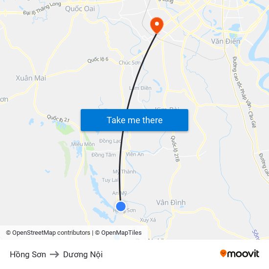 Hồng Sơn to Dương Nội map