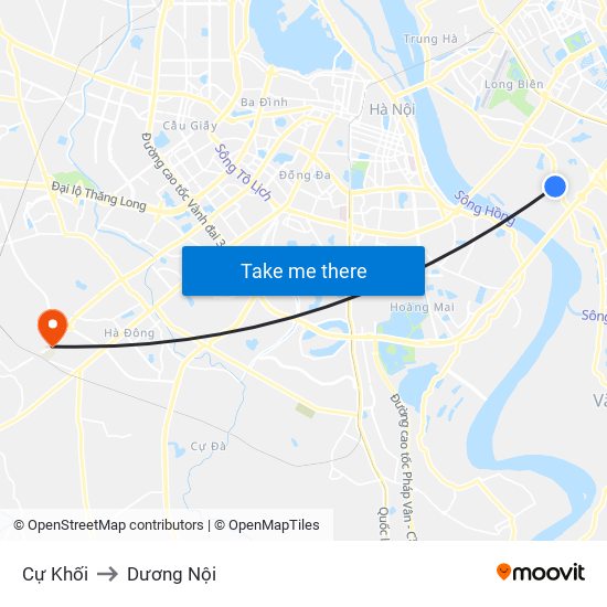 Cự Khối to Dương Nội map