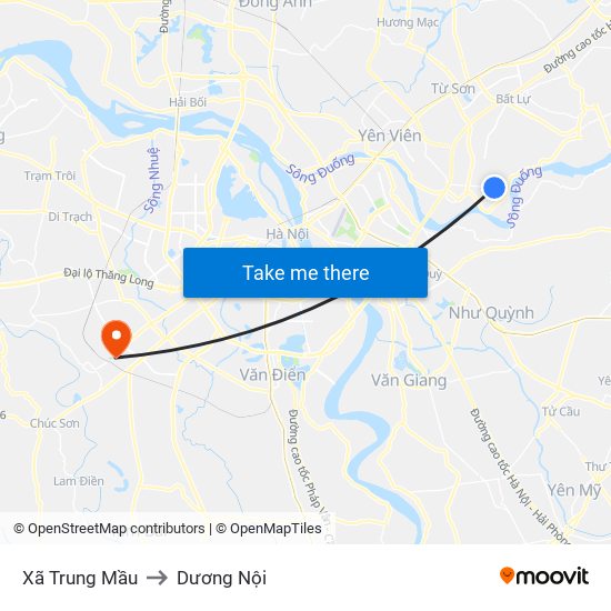 Xã Trung Mầu to Dương Nội map