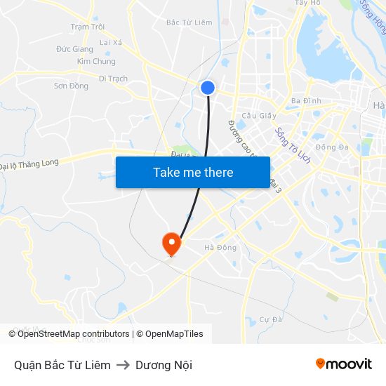 Quận Bắc Từ Liêm to Dương Nội map