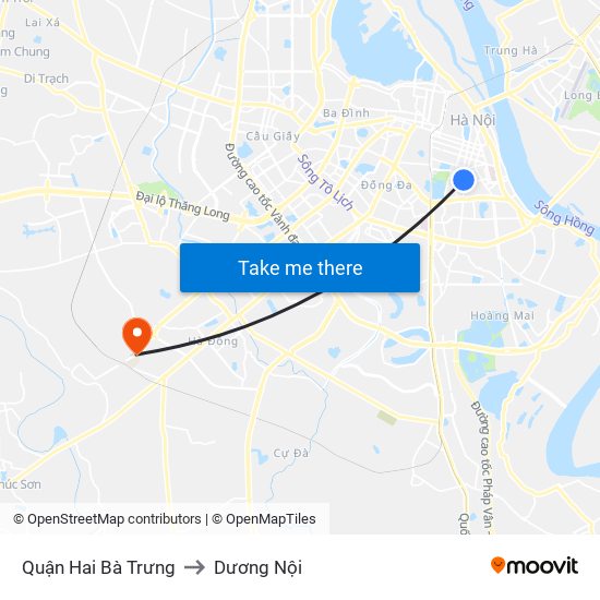 Quận Hai Bà Trưng to Dương Nội map