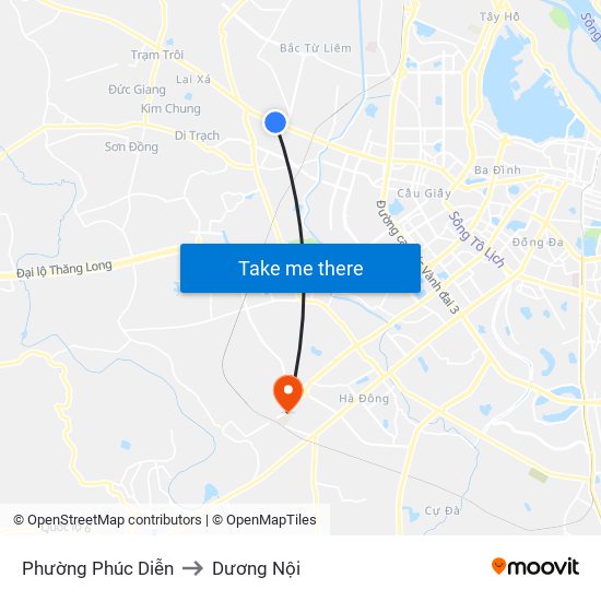 Phường Phúc Diễn to Dương Nội map