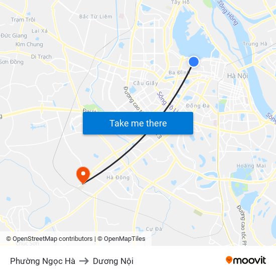 Phường Ngọc Hà to Dương Nội map