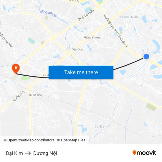 Đại Kim to Dương Nội map