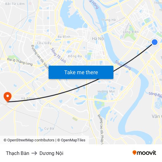 Thạch Bàn to Dương Nội map