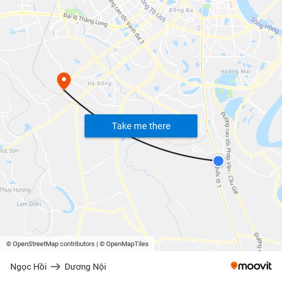 Ngọc Hồi to Dương Nội map