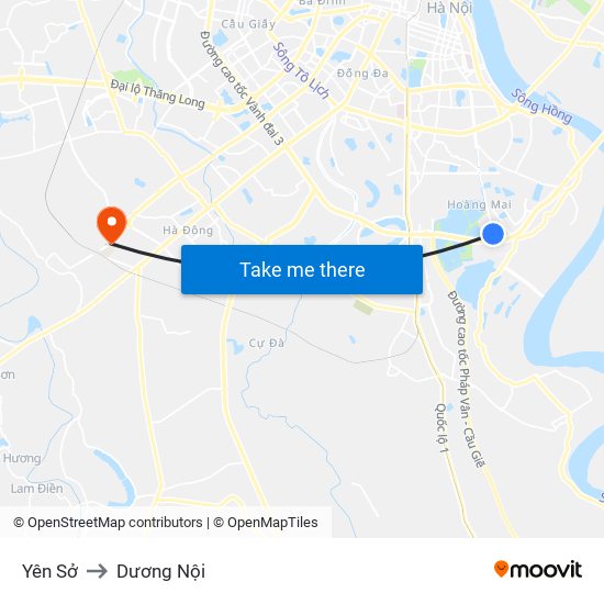 Yên Sở to Dương Nội map