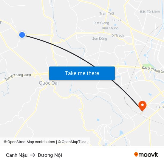 Canh Nậu to Dương Nội map