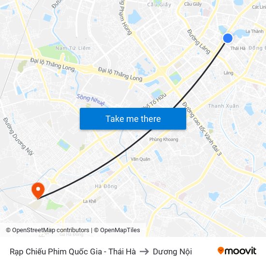 Rạp Chiếu Phim Quốc Gia - Thái Hà to Dương Nội map