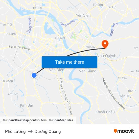 Phú Lương to Dương Quang map