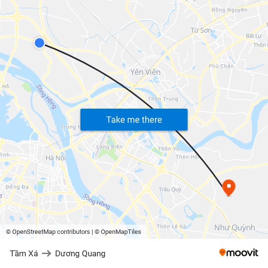 Tầm Xá to Dương Quang map