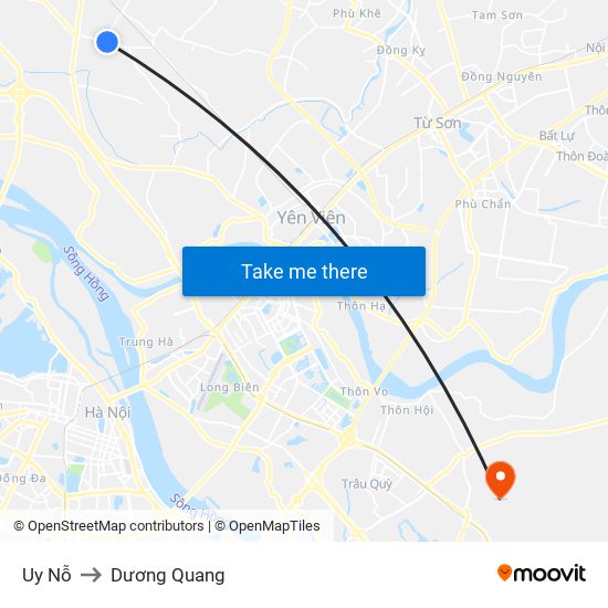 Uy Nỗ to Dương Quang map