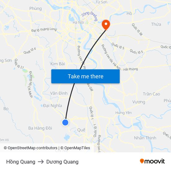 Hồng Quang to Dương Quang map