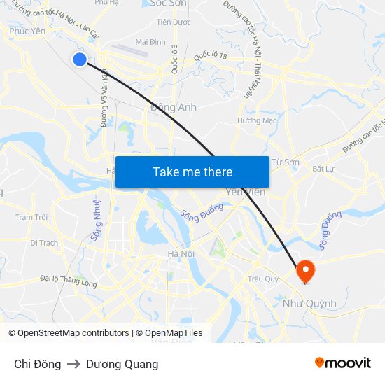 Chi Đông to Dương Quang map