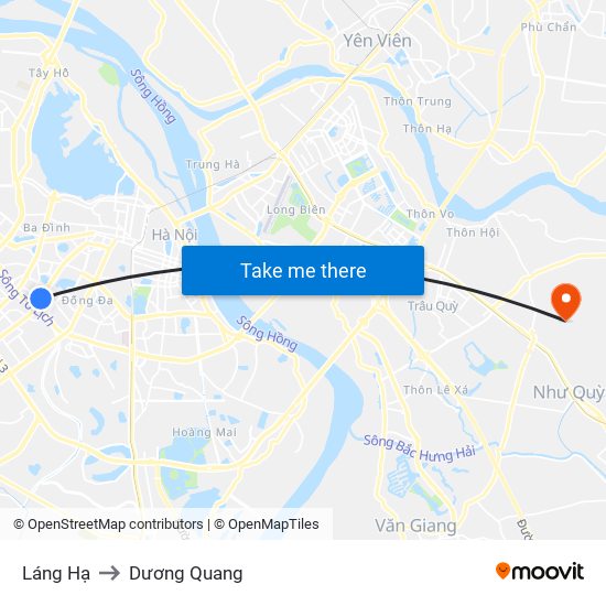 Láng Hạ to Dương Quang map