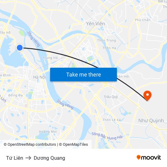 Tứ Liên to Dương Quang map