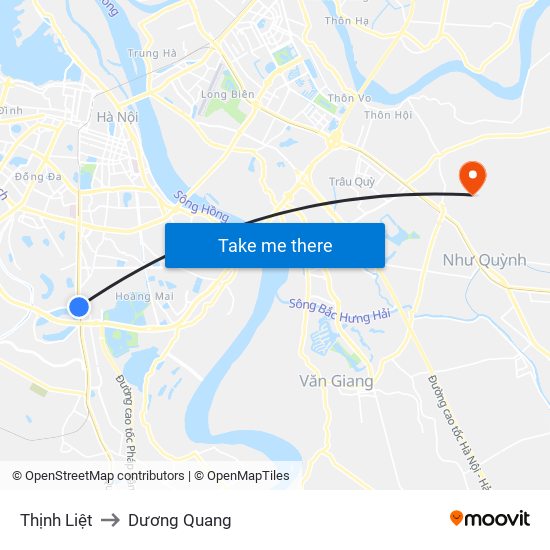 Thịnh Liệt to Dương Quang map