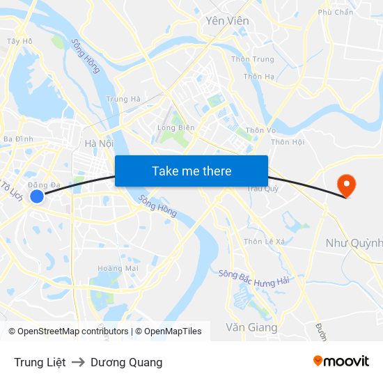 Trung Liệt to Dương Quang map