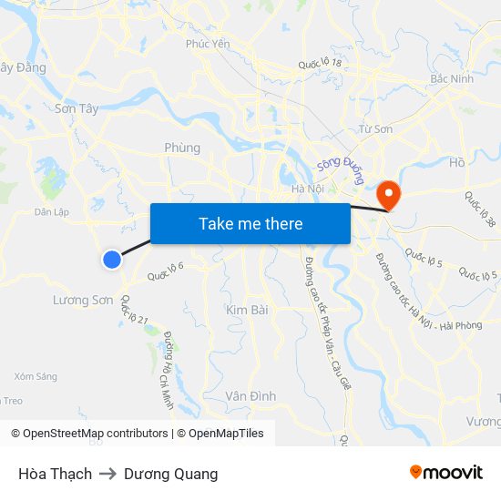 Hòa Thạch to Dương Quang map