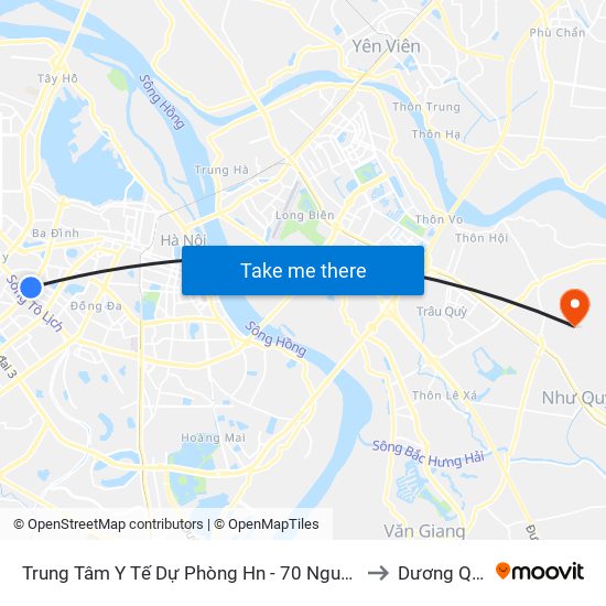 Trung Tâm Y Tế Dự Phòng Hn - 70 Nguyễn Chí Thanh to Dương Quang map