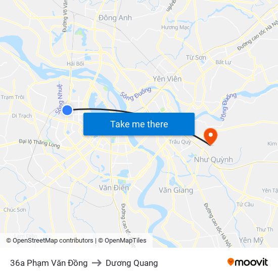 36a Phạm Văn Đồng to Dương Quang map