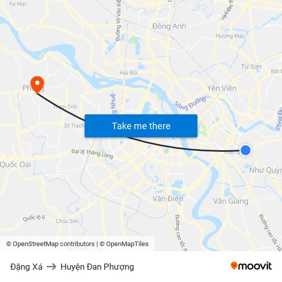 Đặng Xá to Huyện Đan Phượng map