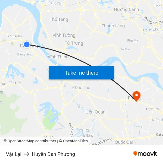 Vật Lại to Huyện Đan Phượng map