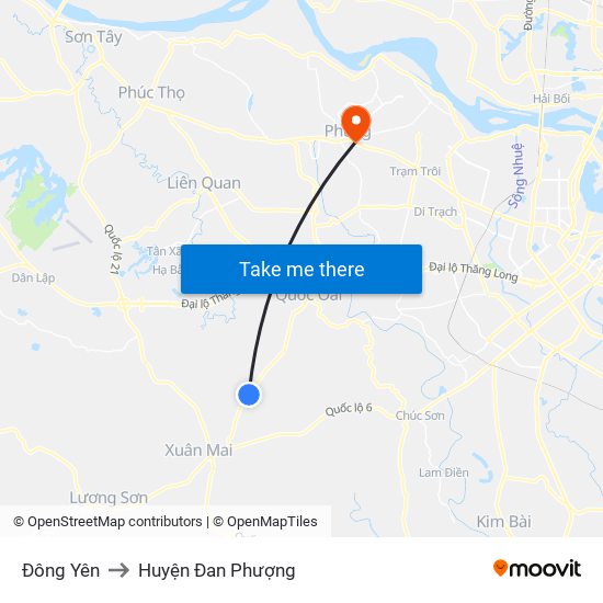 Đông Yên to Huyện Đan Phượng map
