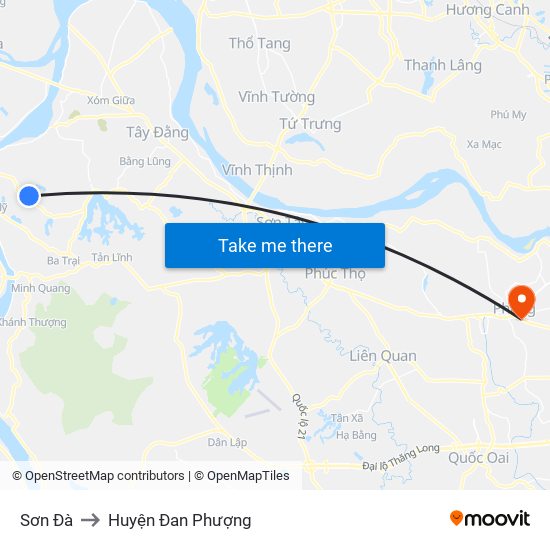 Sơn Đà to Huyện Đan Phượng map
