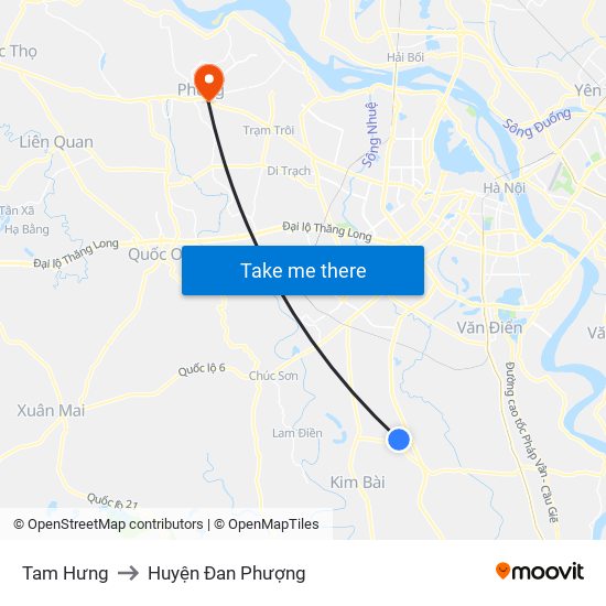 Tam Hưng to Huyện Đan Phượng map