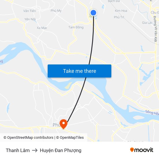 Thanh Lâm to Huyện Đan Phượng map
