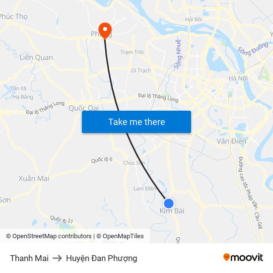 Thanh Mai to Huyện Đan Phượng map