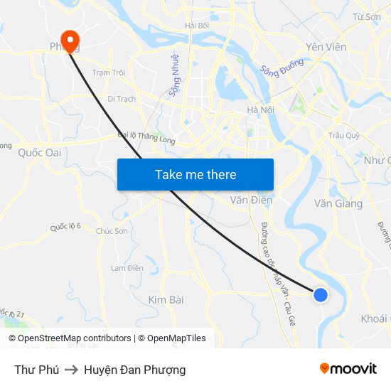 Thư Phú to Huyện Đan Phượng map