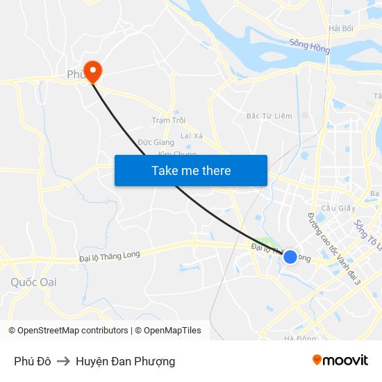 Phú Đô to Huyện Đan Phượng map