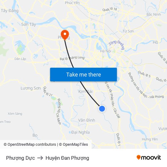 Phượng Dực to Huyện Đan Phượng map