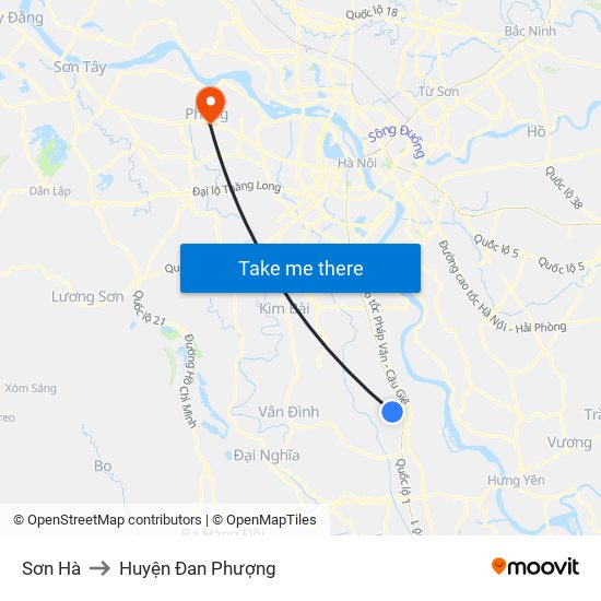 Sơn Hà to Huyện Đan Phượng map