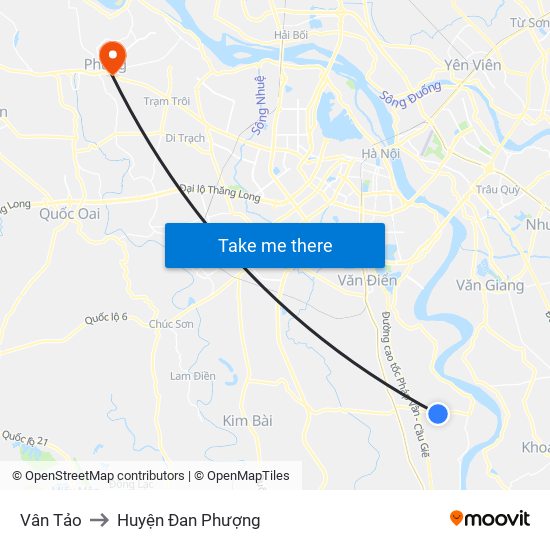 Vân Tảo to Huyện Đan Phượng map