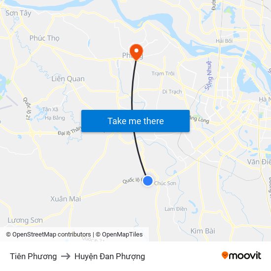 Tiên Phương to Huyện Đan Phượng map